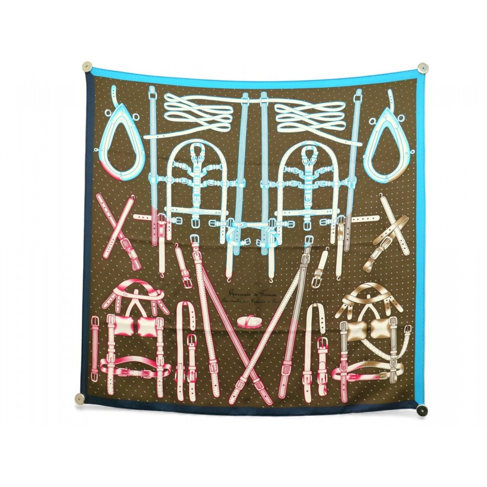 FOULARD HERMES HARNAIS DE TIMON MANLIK 2019 CARRE 90 CM EN SOIE SILK SCARF 530€