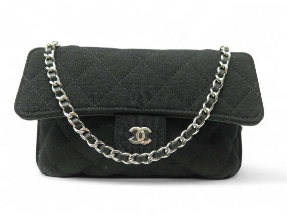  sac a main chanel jersey matelasse noir