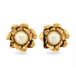 NEUF VINTAGE BOUCLES D'OREILLES YVES SAINT LAURENT GARDENIA PM 2728 EARRINGS
