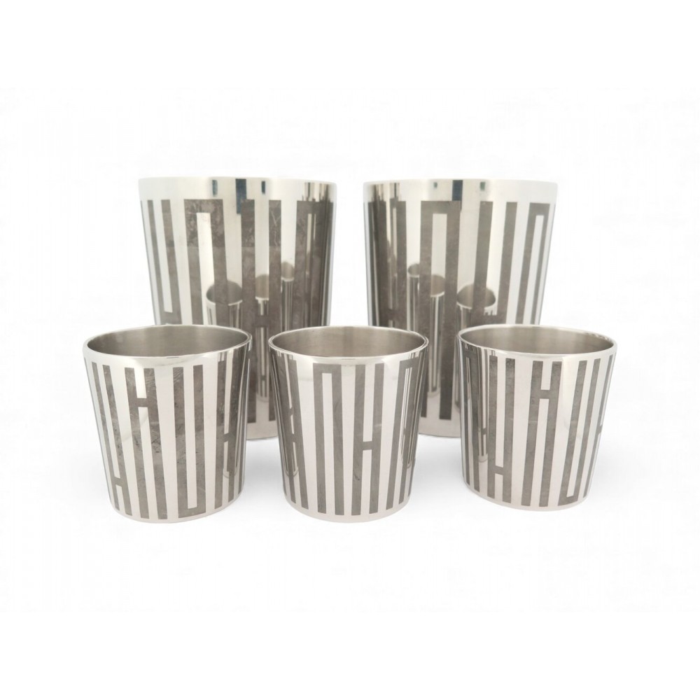 VINTAGE LOT DE 5 TIMBALES HERMES CONSTELLATION LABYRINTHE 500910M METAL ARGENTE