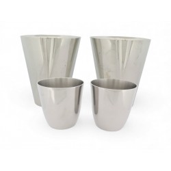 VINTAGE LOT DE 4 TIMBALES HERMES TIMBALES A EAU 070001P EN ETAIN ARGENTE CUPS