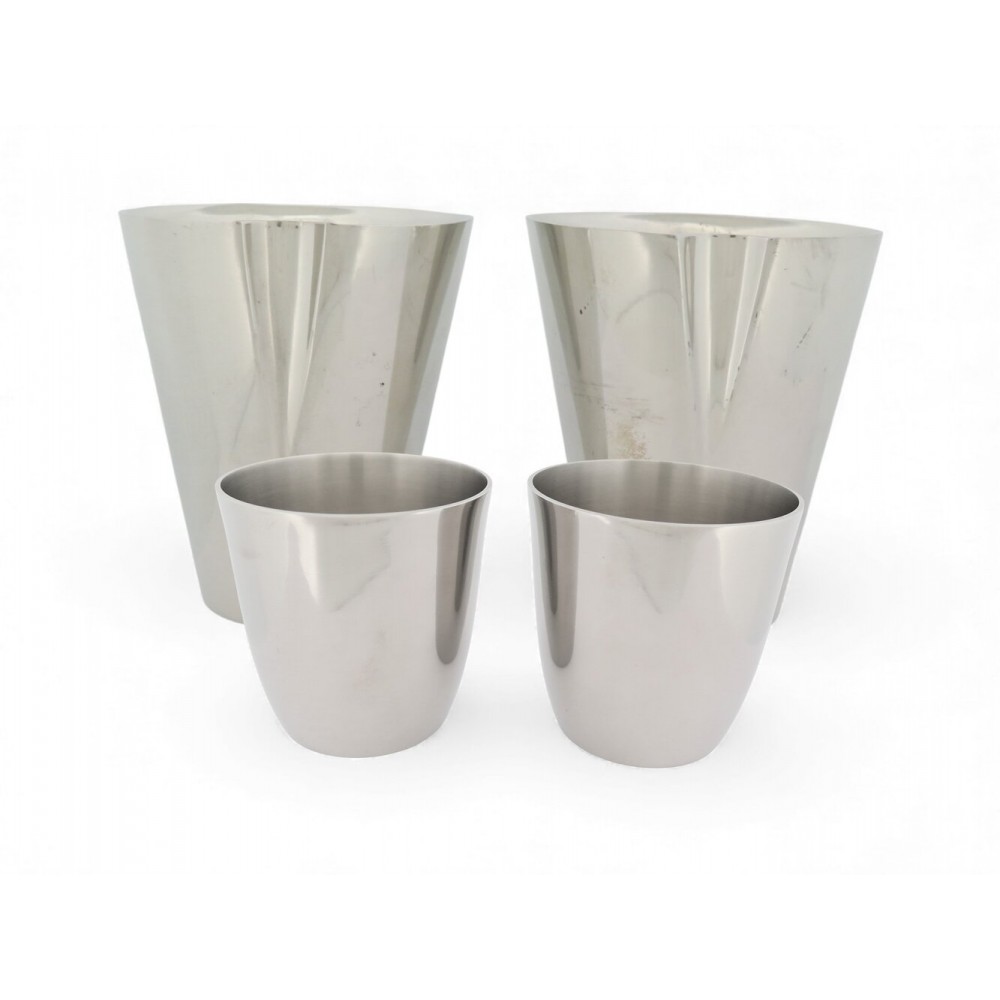 VINTAGE LOT DE 4 TIMBALES HERMES TIMBALES A EAU 070001P EN ETAIN ARGENTE CUPS