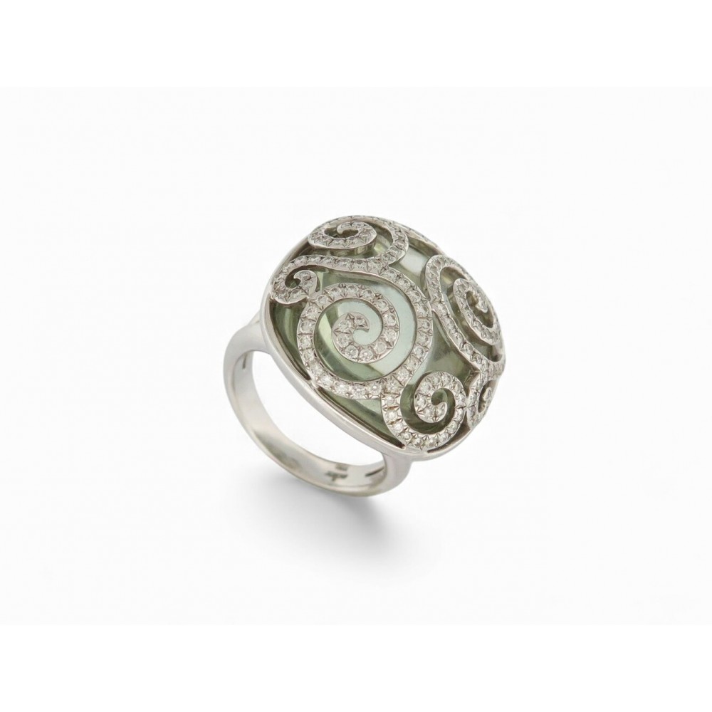 BAGUE ADLER PIERRE CABOCHON CAGE 145 DIAMANTS 2CT T54 EN OR BLANC 18K RING 6000€