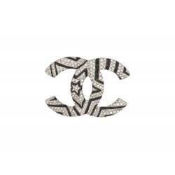 NEUF BROCHE CHANEL LOGO CC STRASS ETOILE METAL ARGENTE SILVER STEEL BROOCH 720€
