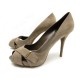 NEUF CHAUSSURES LOUIS VUITTON PASSY OPEN TOE 40 ESCARPINS DAIM TAUPE PUMP 555€