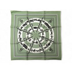 NEUF RARE BANDANA FOULARD HERMES CARRE 55 PARIS QUI ROULE HTH2403 EN SOIE SILK