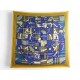 NEUF FOULARD HERMES HERMES SPORT PAR ANAMORPHEE CARRE 90 EN SOIE BLEU SCARF 530€