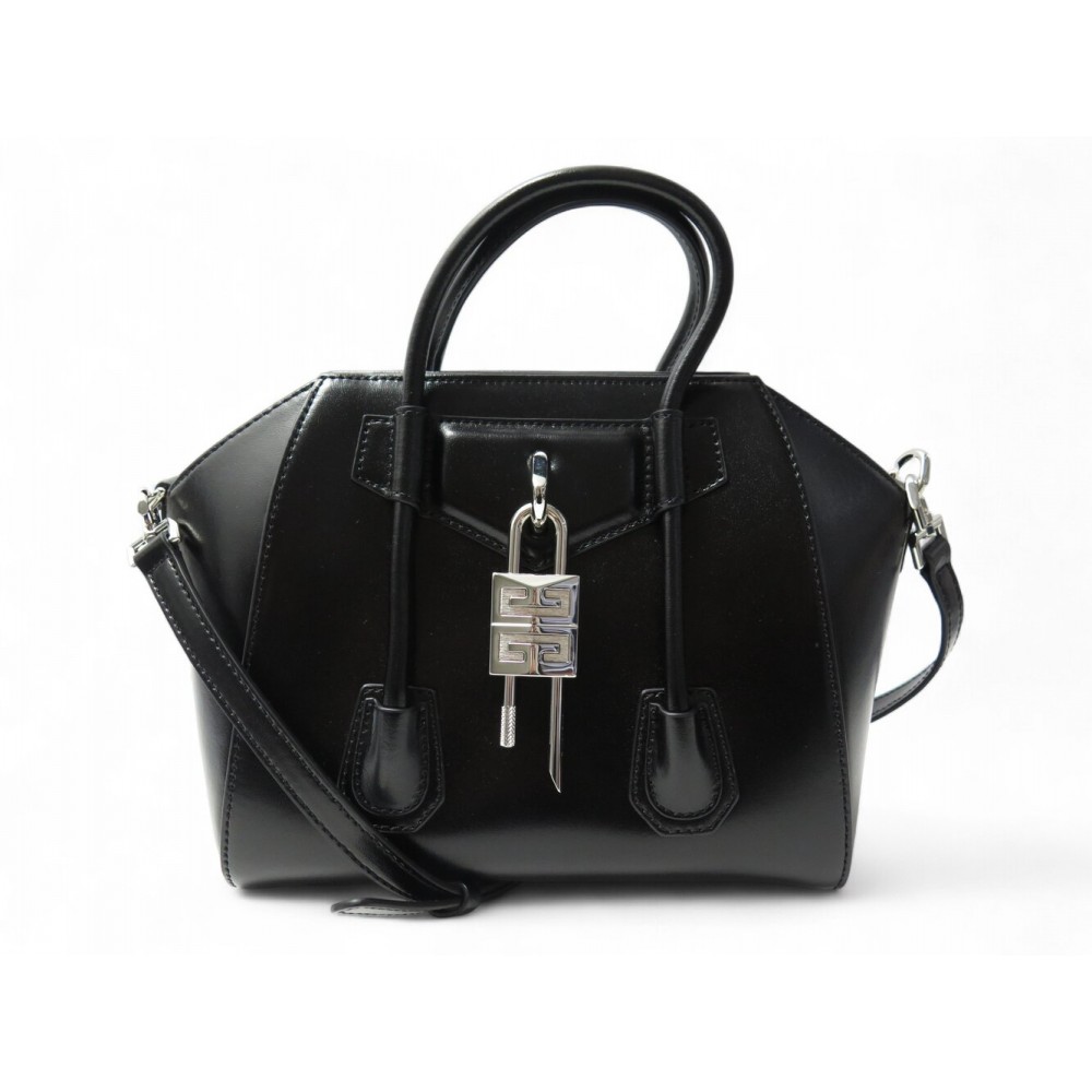 NEUF SAC A MAIN GIVENCHY ANTIGONA LOCK MINI CUIR NOIR BANDOULIERE NEW BAG 2600€