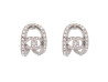 boucles d'oreilles chanel logo cc strass metal