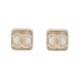 NEUF BOUCLES D'OREILLES CHANEL CARRE LOGO CC METAL DORE GOLD STEEL EARRINGS 560€