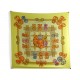 FOULARD HERMES LES RUBANS DU CHEVAL METZ CARRE 90 EN SOIE JAUNE SILK SCARF 530€
