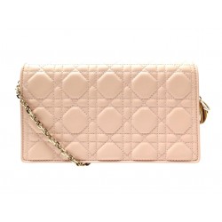 NEUF SAC A MAIN CHRISTIAN DIOR POCHETTE LADY CANNAGE EN CUIR ROSE HAND BAG 2050€