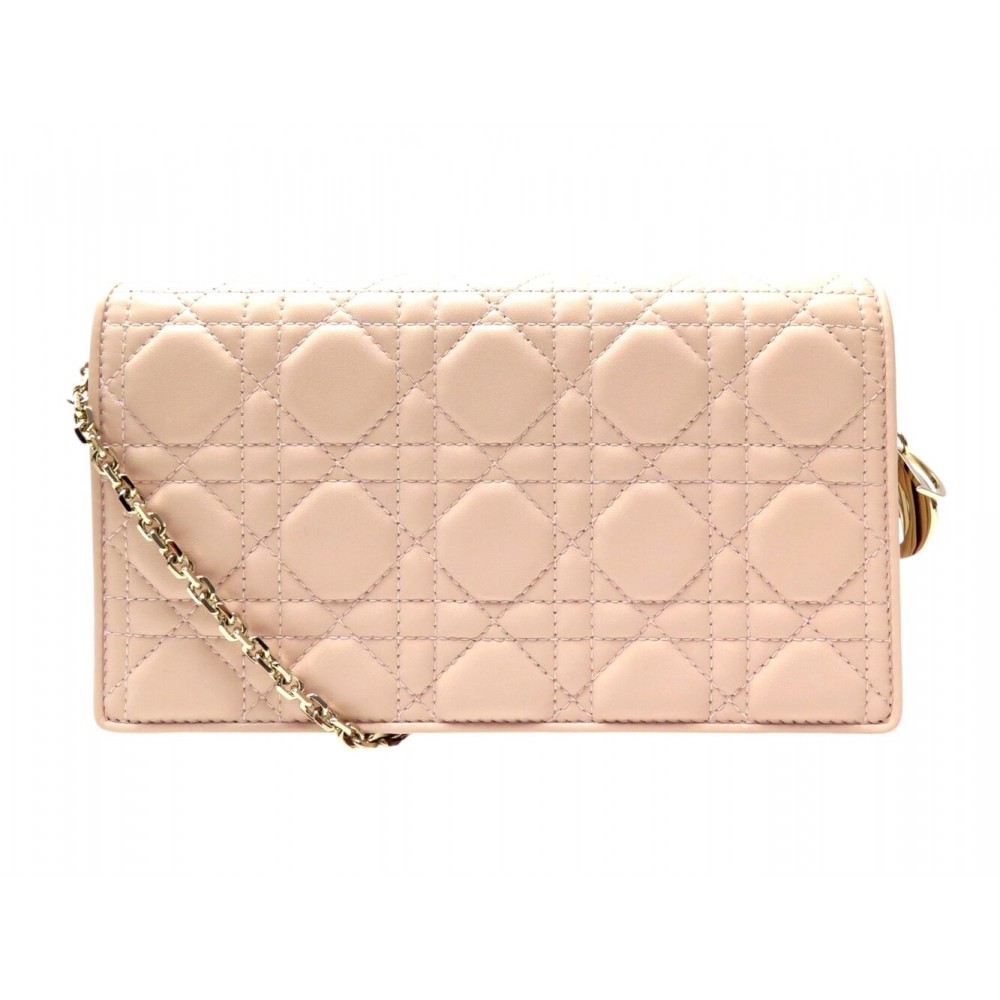NEUF SAC A MAIN CHRISTIAN DIOR POCHETTE LADY CANNAGE EN CUIR ROSE HAND BAG 2050€