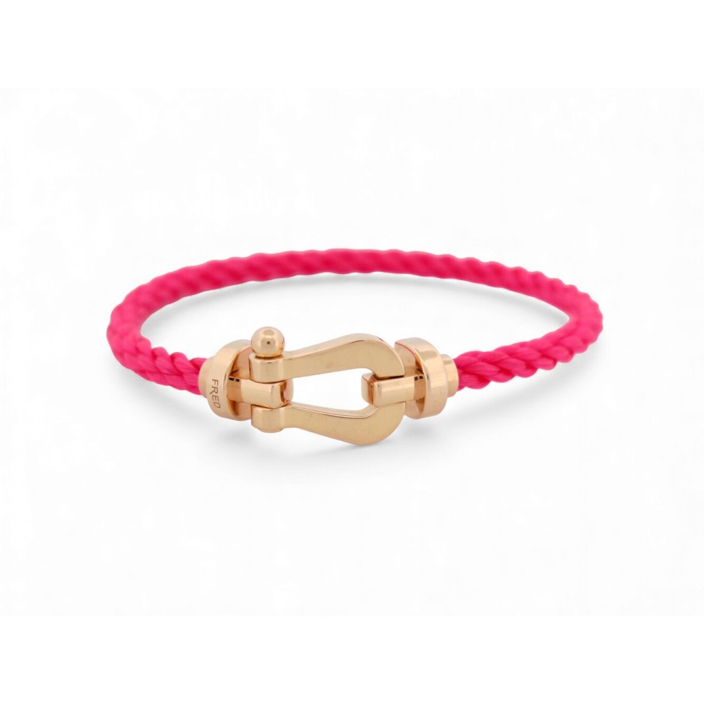 BRACELET FRED FORCE 10 GM 0B0007 MANILLE EN OR ROSE 18K CORDON ROSE BANGLE 3480€
