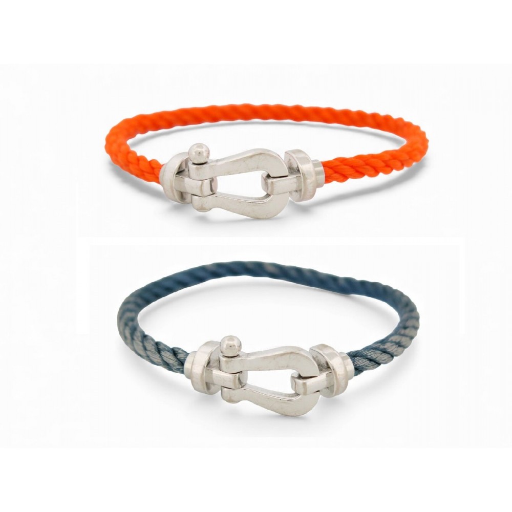 BRACELET FRED FORCE 10 GM 0B0005 MANILLE EN OR BLANC 18K 2 CORDONS BANGLE 4070€