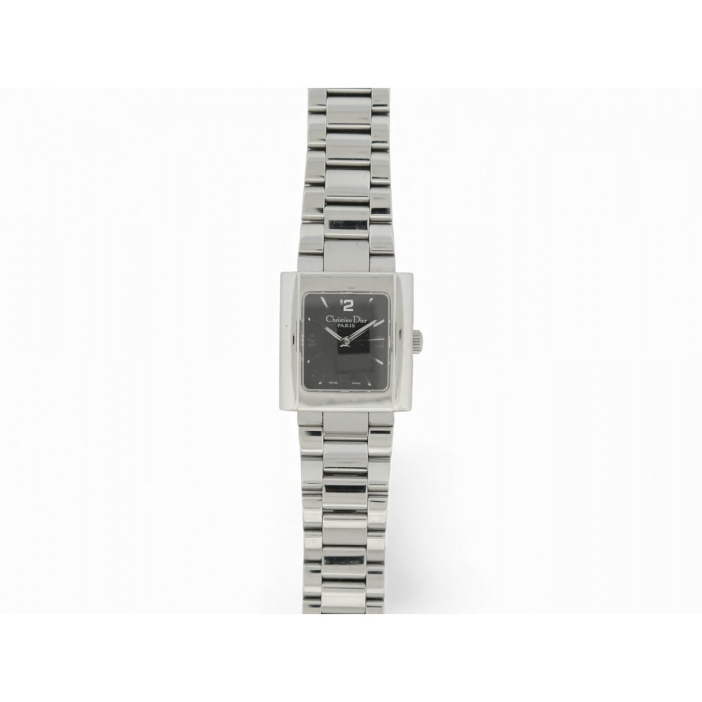 VINTAGE MONTRE DIOR RIVA D98-100 EN ACIER + BOITE QUARTZ STEEL LADY WATCH