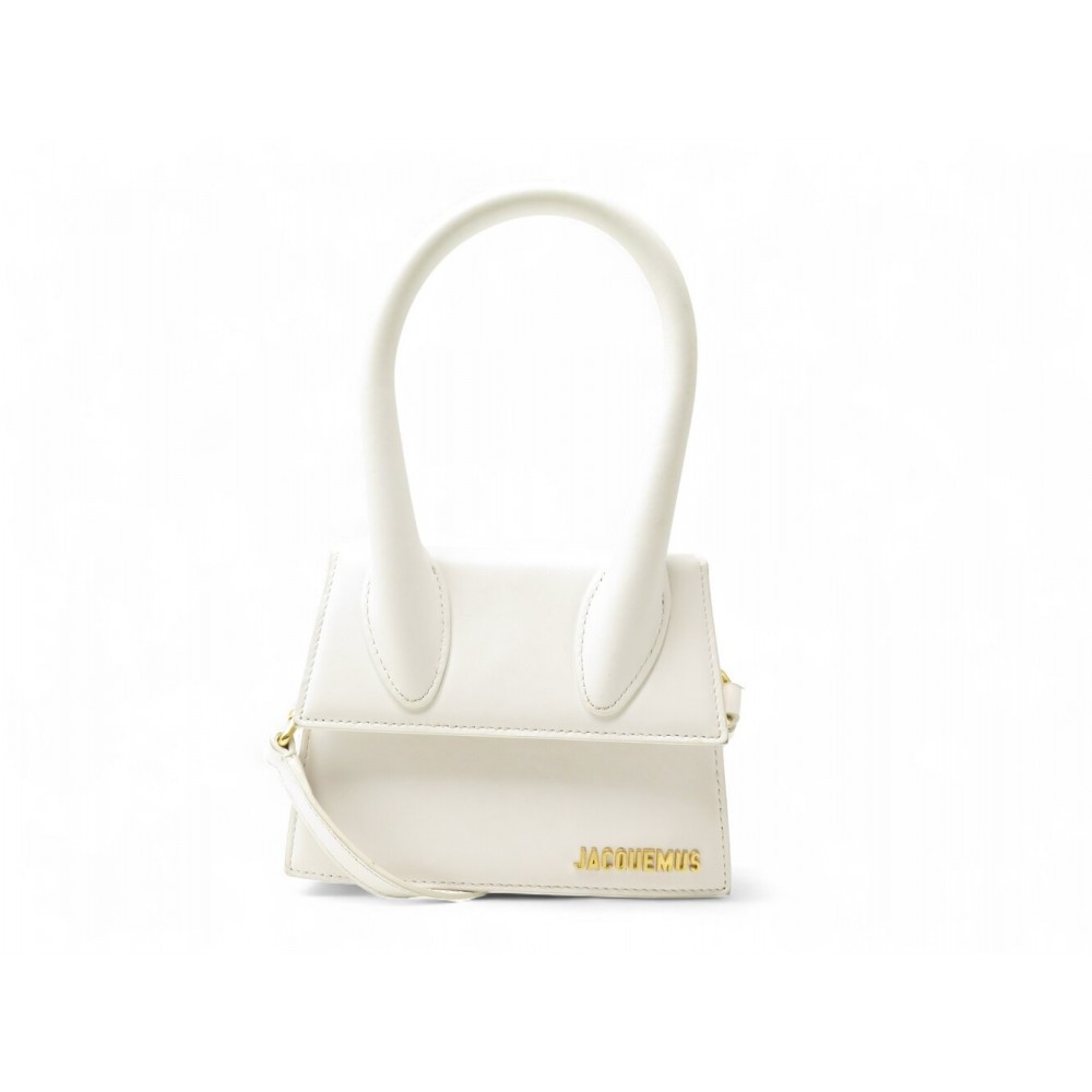 SAC A MAIN JACQUEMUS LE CHIQUITO MOYEN BANDOULIERE EN CUIR BLANC HAND BAG 720€