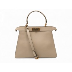 NEUF SAC A MAIN FENDI PEEKABOO MEDIUM 8BN290 BANDOULIERE EN CUIR BEIGE BAG 4600€