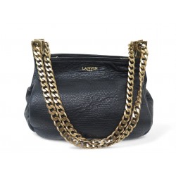 SAC A MAIN LANVIN TILDA CUIR FACON LEZARD NOIR BANDOULIERE BLACK HAND BAG 2690€