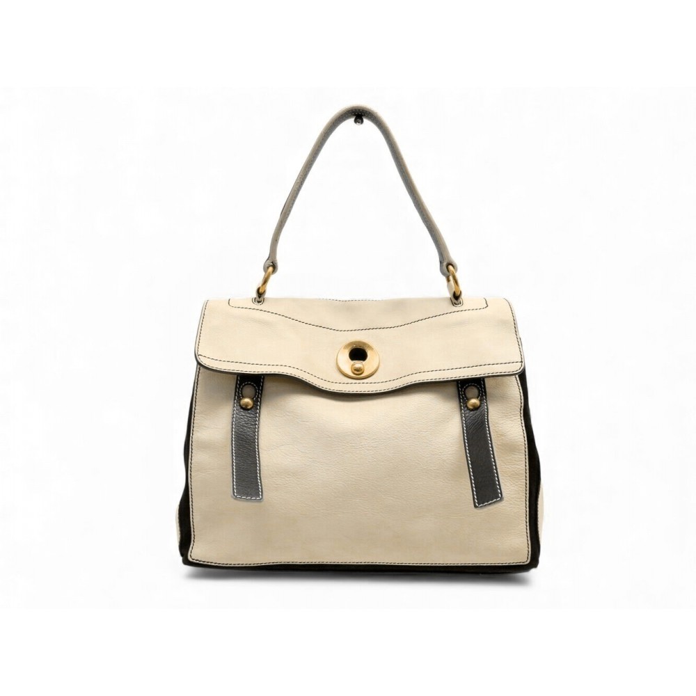 SAC A MAIN YVES SAINT LAURENT MUSE TWO 229680 EN CUIR GRAINE ECRU HAND BAG 2050€