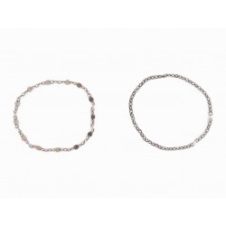 NEUF LOT 2 BAGUES ATELIER VM T55 DELIZIOSO MAILLE ET PETITS CARRES OR BLANC 340€