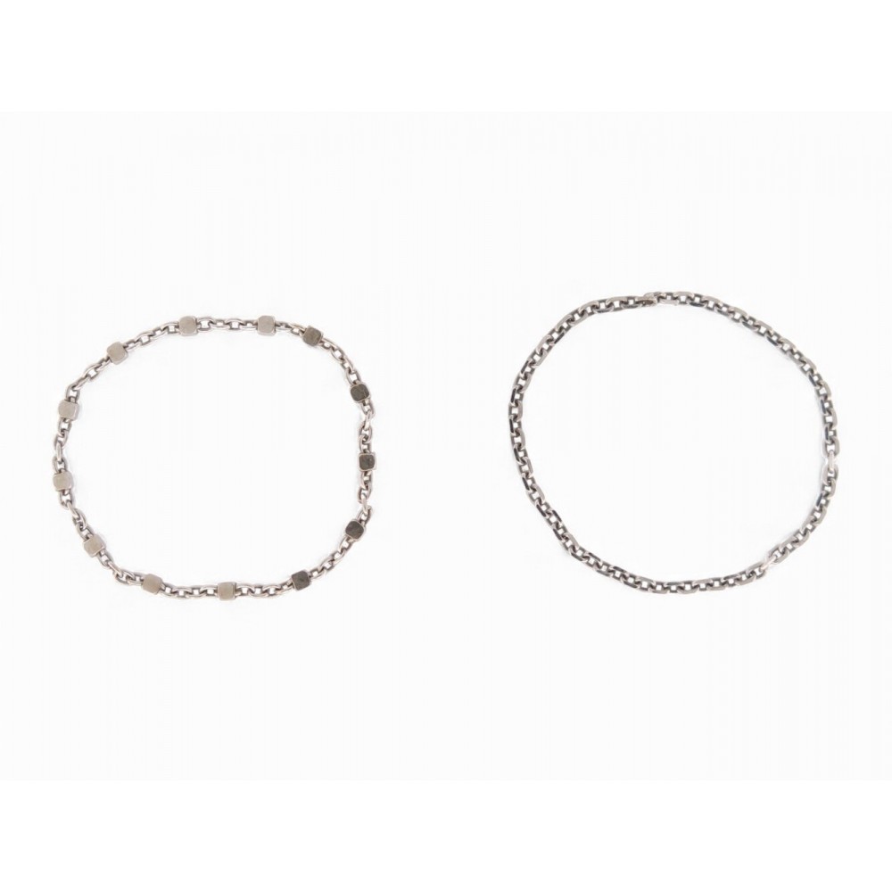 NEUF LOT 2 BAGUES ATELIER VM T55 DELIZIOSO MAILLE ET PETITS CARRES OR BLANC 340€