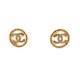 NEUF BOUCLES D'OREILLES CHANEL LOGO CC STRASS DORE PUCES RONDES EARRINGS 630€