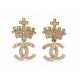 NEUF BOUCLES D'OREILLES CHANEL AB6559 COURONNES LOGO CC PENDANTES EARRINGS 750€