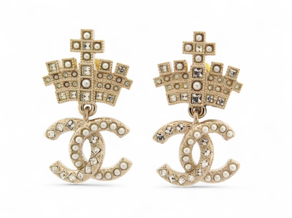 boucles d'oreilles chanel ab6559 couronnes logo