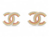  boucles d'oreilles chanel logo cc strass