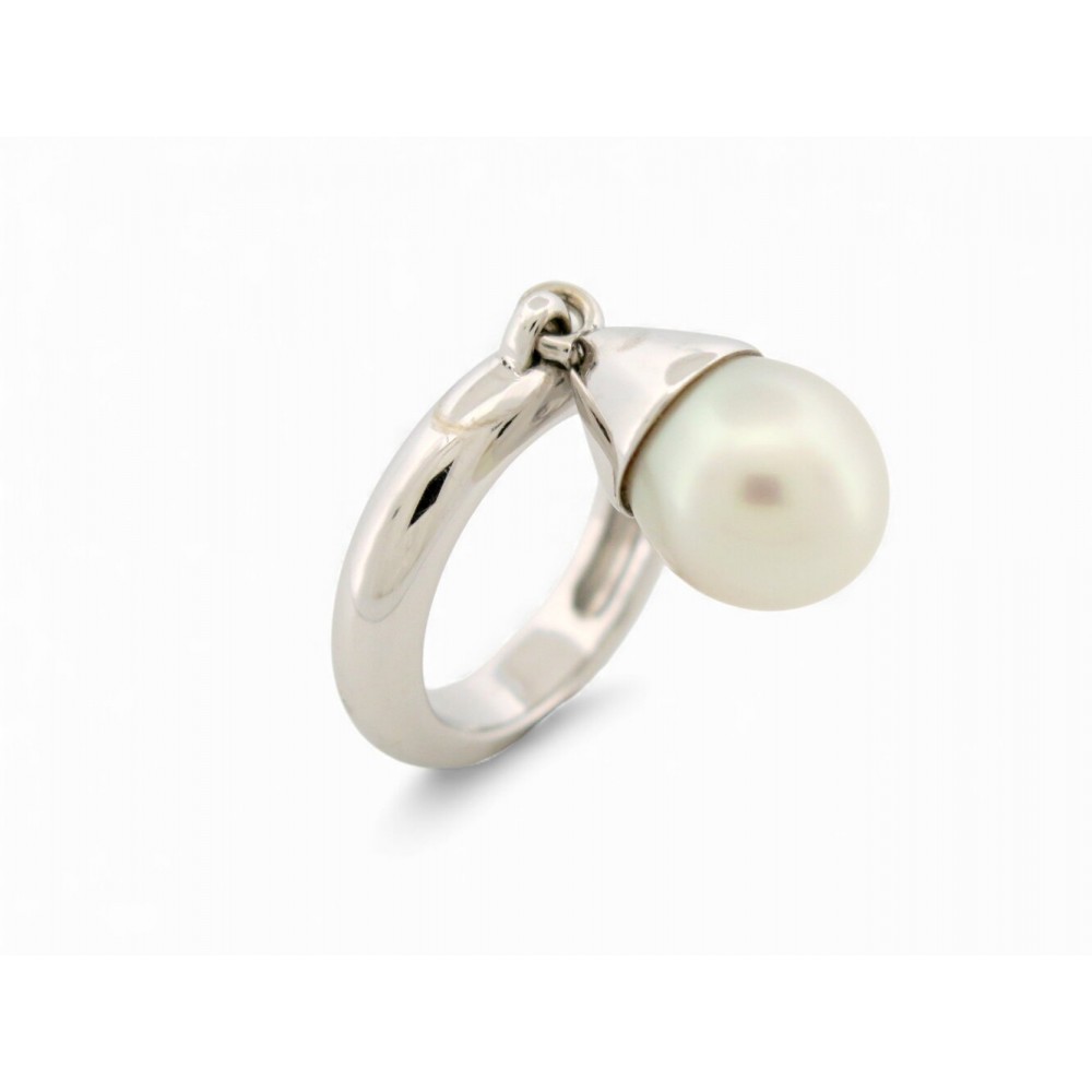 BAGUE DIOR MUGUET TRIBALE AVEC PERLE T53 EN OR BLANC 18K 12.6GR GOLD RING 2750€