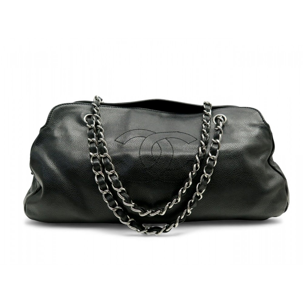 SAC A MAIN CHANEL SHOPPING LOGO CC CUIR CAVIAR NOIR PORTE EPAULE HOBO BAG 6000€