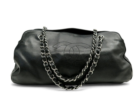 sac a main chanel shopping logo cc cuir caviar noir