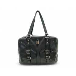 VINTAGE SAC A MAIN SAINT LAURENT RIVE GAUCHE 227747 CUIR GRAINE NOIR BAG 2800€
