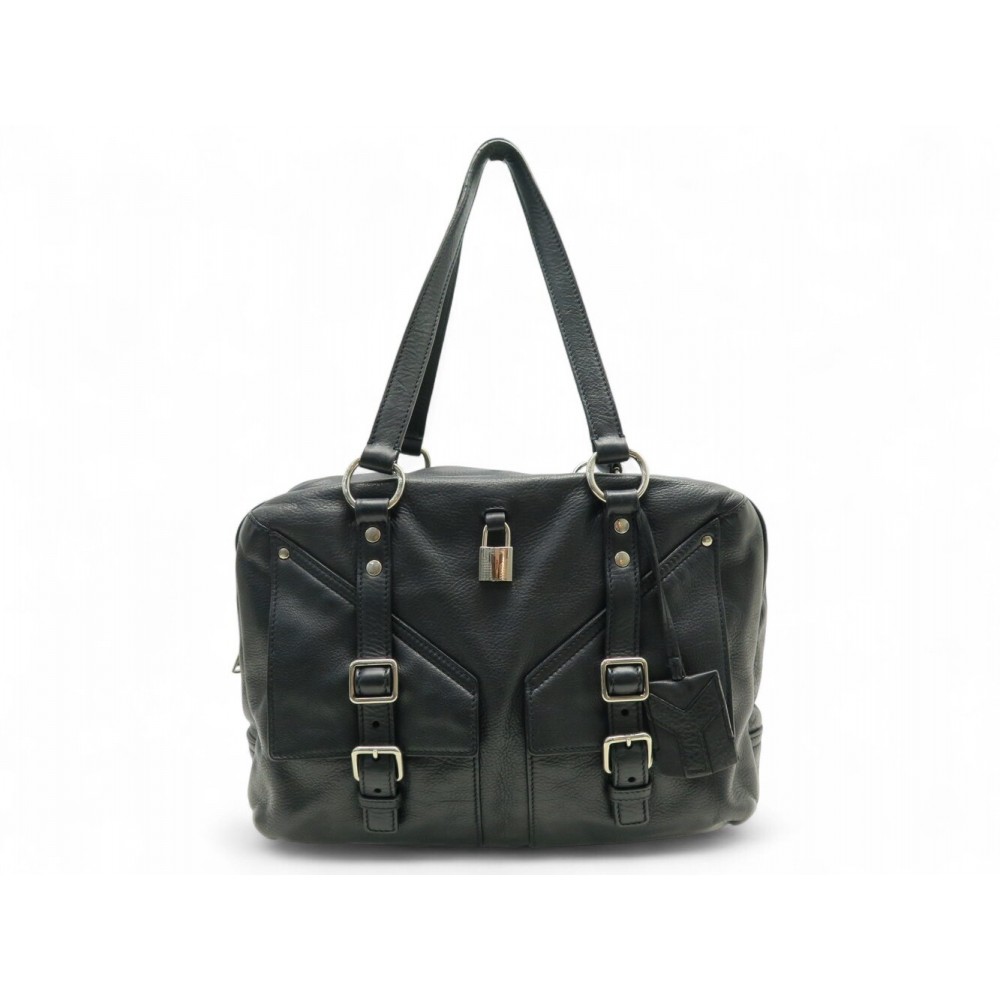 VINTAGE SAC A MAIN SAINT LAURENT RIVE GAUCHE 227747 CUIR GRAINE NOIR BAG 2800€