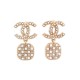 NEUF BOUCLES D'OREILLES CHANEL LOGO CC PENDANTES STRASS 2023 NEW EARRINGS 700€