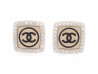 boucles d'oreilles chanel carre logo cc strass