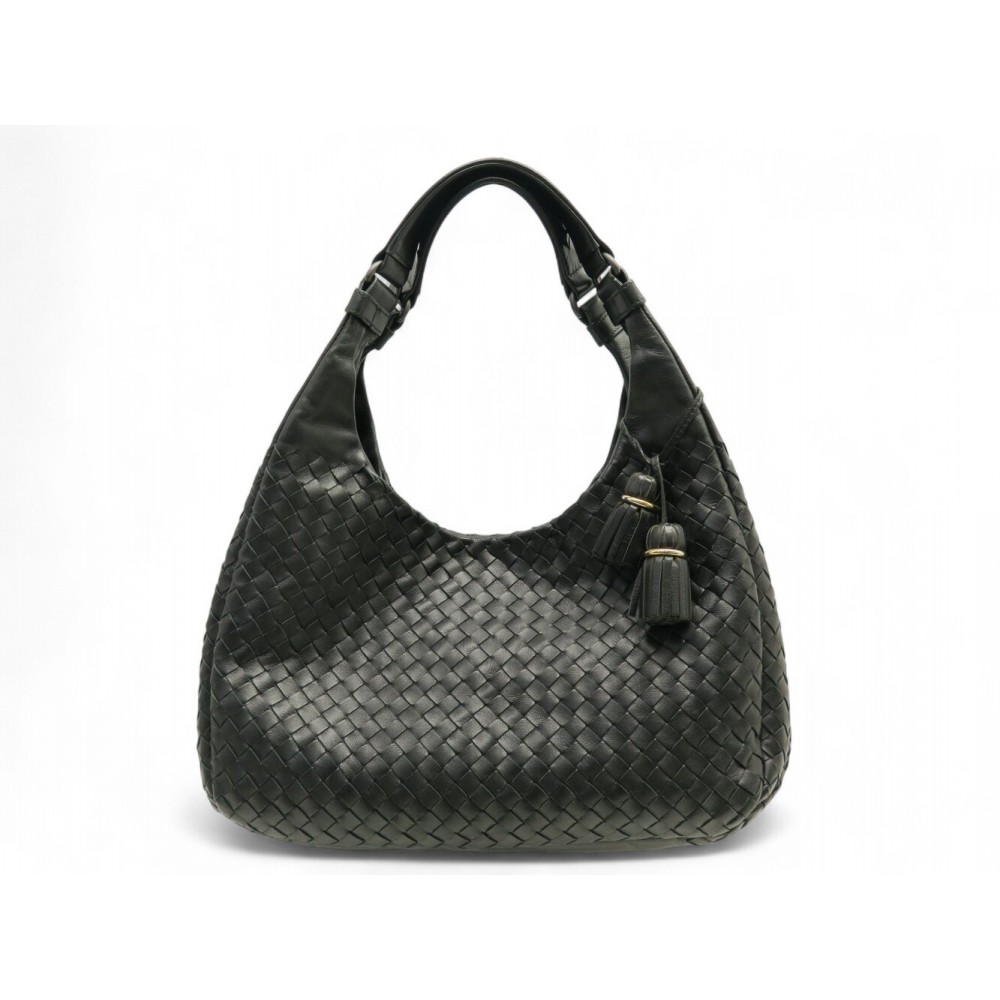 SAC A MAIN BOTTEGA VENETA CAMPANA EN CUIR INTRECCIATO NOIR BLACK HAND BAG 3900€