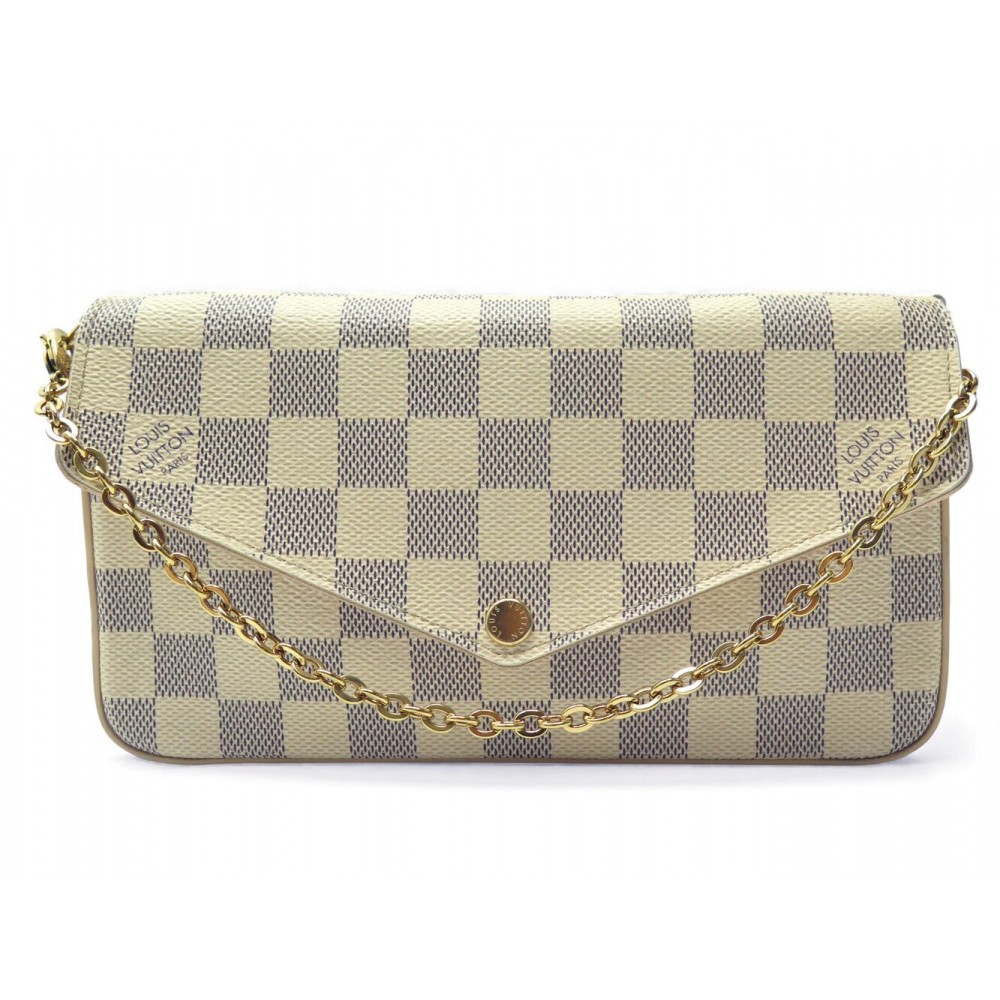 SAC A MAIN LOUIS VUITTON FELICIE N40491 TOILE DAMIER AZUR BANDOULIERE BAG 1250€