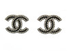boucles d'oreilles chanel logo cc gris strass