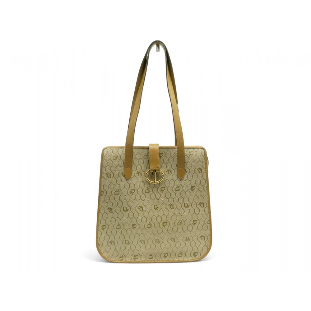 VINTAGE SAC A MAIN CHRISTIAN DIOR LOGO CD EN TOILE ABEILLE PORTE EPAULE HAND BAG