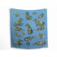 VINTAGE RARE FOULARD HERMES LES TECKELS DE PORET CARRE 90 SOIE BLEUE SCARF 530€