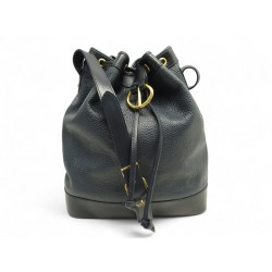 VINTAGE SAC MAIN CHRISTIAN DIOR SEAU LOGO CD CUIR GRAINE BLEU BUCKET BAG 2800€