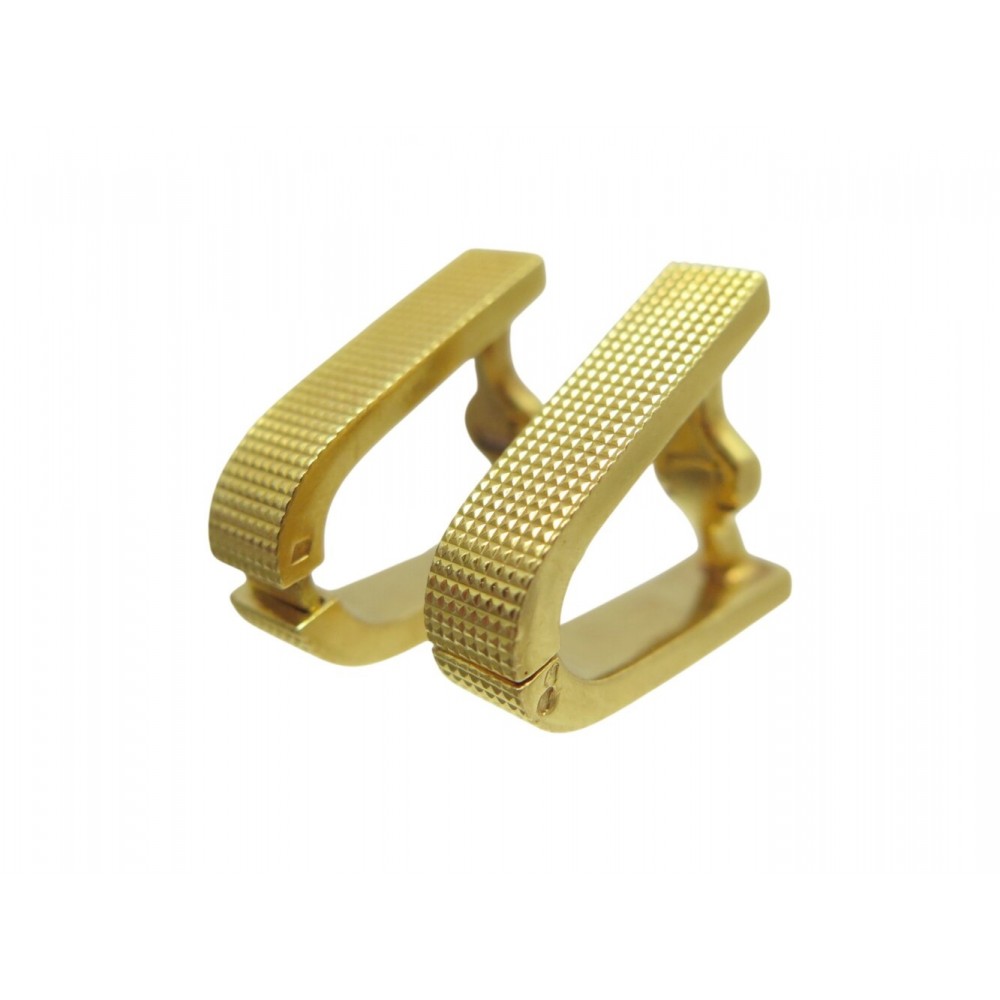 BOUTONS DE MANCHETTES GUILLOCHES POINTES DE DIAMANT OR JAUNE 18K 12GR CUFFLINKS