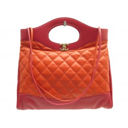 NEUF SAC A MAIN CHANEL 31 EN CUIR MATELASSE ORANGE & ROUGE FERMOIR CC BAG 5900€