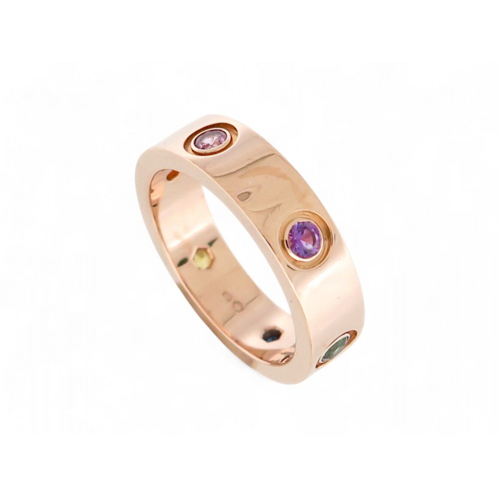 NEUF BAGUE CARTIER LOVE T55 EN OR 18K PIERRES SAPHIR GRENAT AMETHYSTE RING 4500€