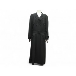 NEUF MANTEAU LONG CHANEL IMPERMEABLE 1997 M 38 EN LAINE NOIRE TRENCH COAT 8000€