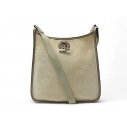 SAC A MAIN HERMES VESPA PM BANDOULIERE EN TOILE & CUIR BEIGE ET ETOUPE BAG 2400€