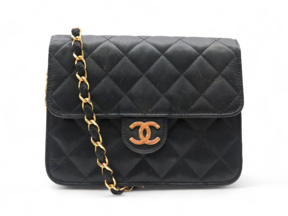 sac a main chanel mini square logo cc en satin