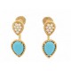 NEUF BOUCLES D'OREILLES BOUCHERON SERPENT BOHEME OR 18K DIAMANT 0.16CT TURQUOISE